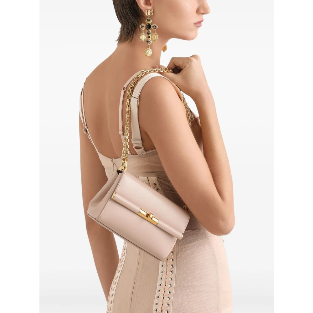 Dolce & Gabbana Metalen Sluiting Crossbody Tassen Collectie Beige Dames