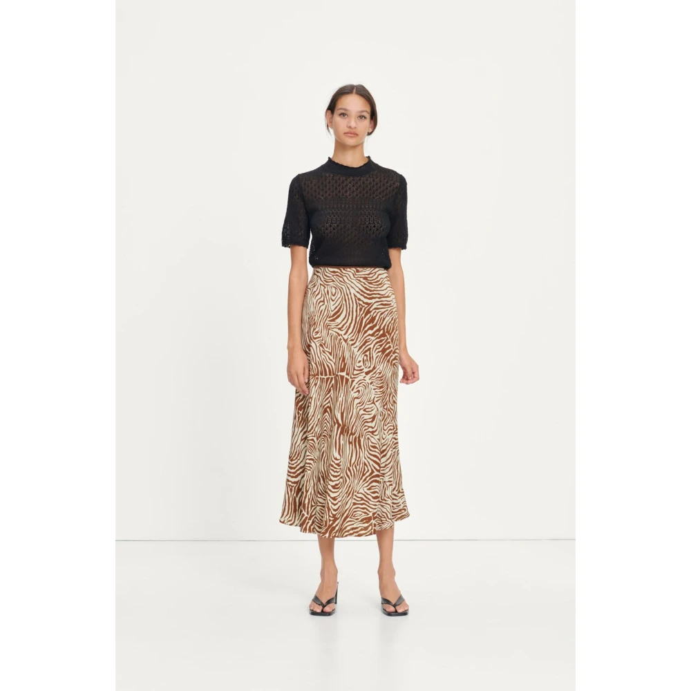 Samsøe Veelzijdige Gedrapeerde Midi Rok Beige Dames