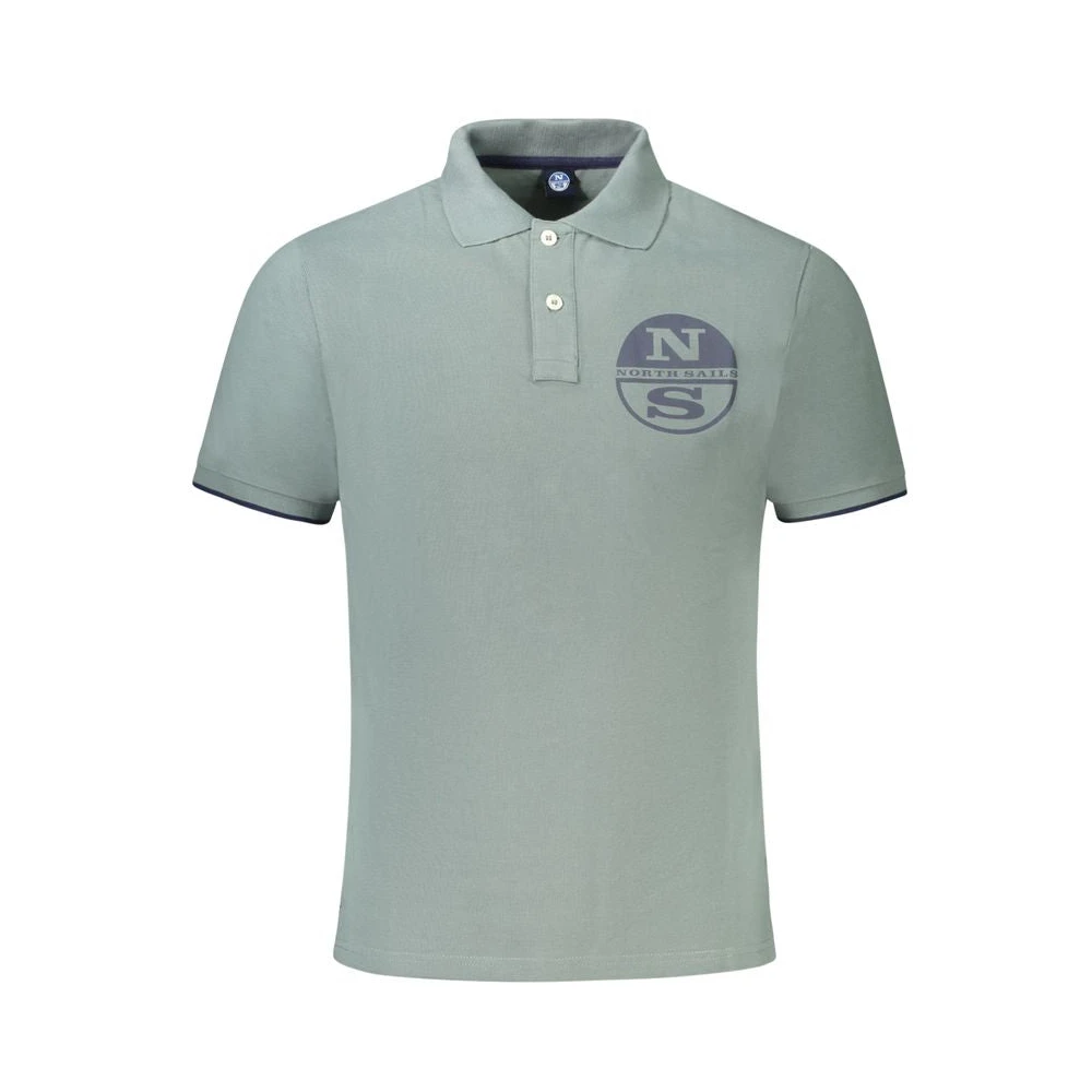 North Sails Men's Green Cotton Polo Shirt With Two-Button Design