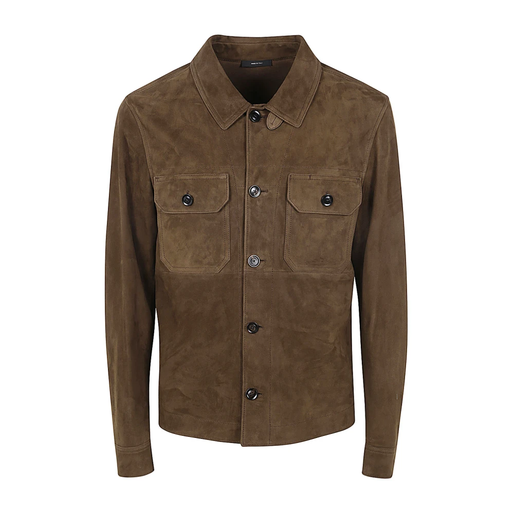 Tom Ford Suede Outershirt in Mocha Brown Heren