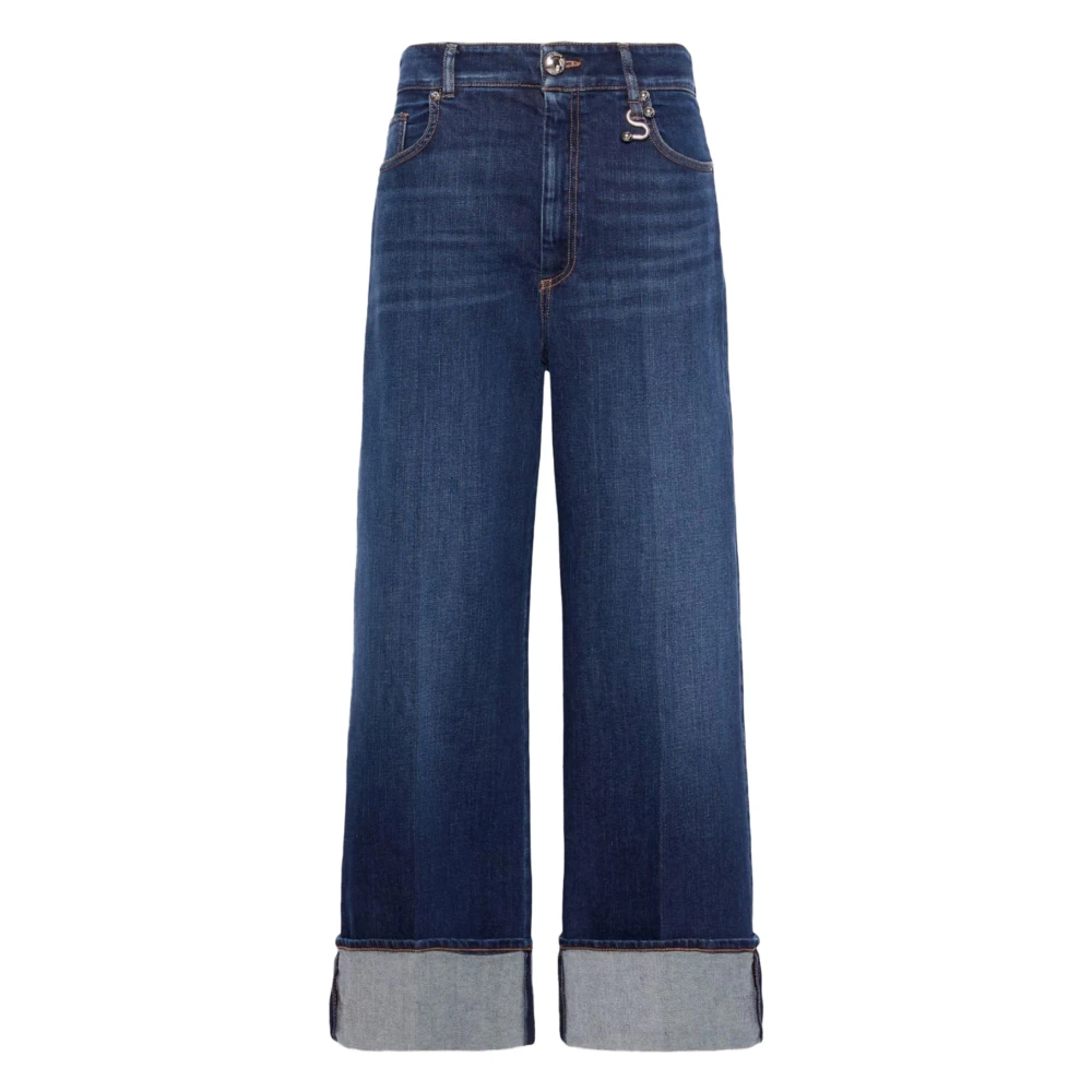 Sportmax Blue Wide Jeans, Female, W25, Max Mara Denim Jeans
