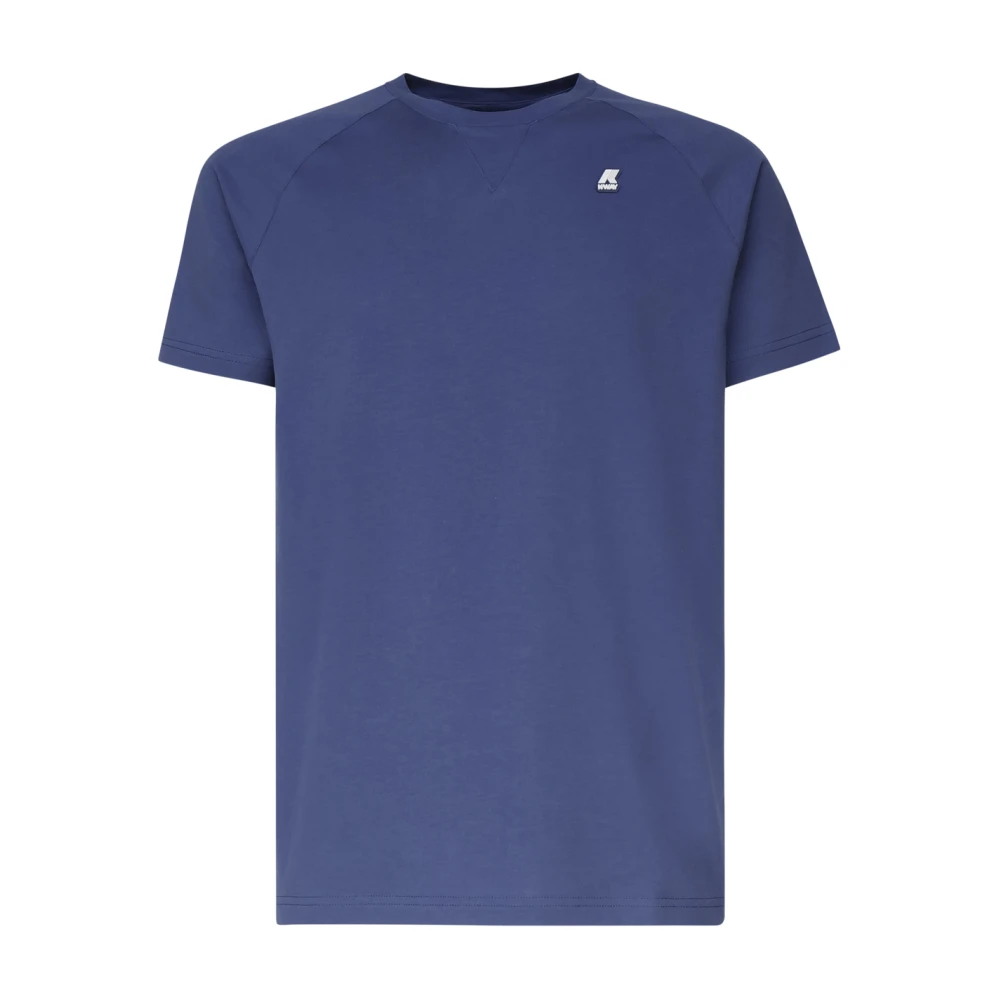K-way Blauw Katoenen T-shirt met Ronde Kraag Blue Heren