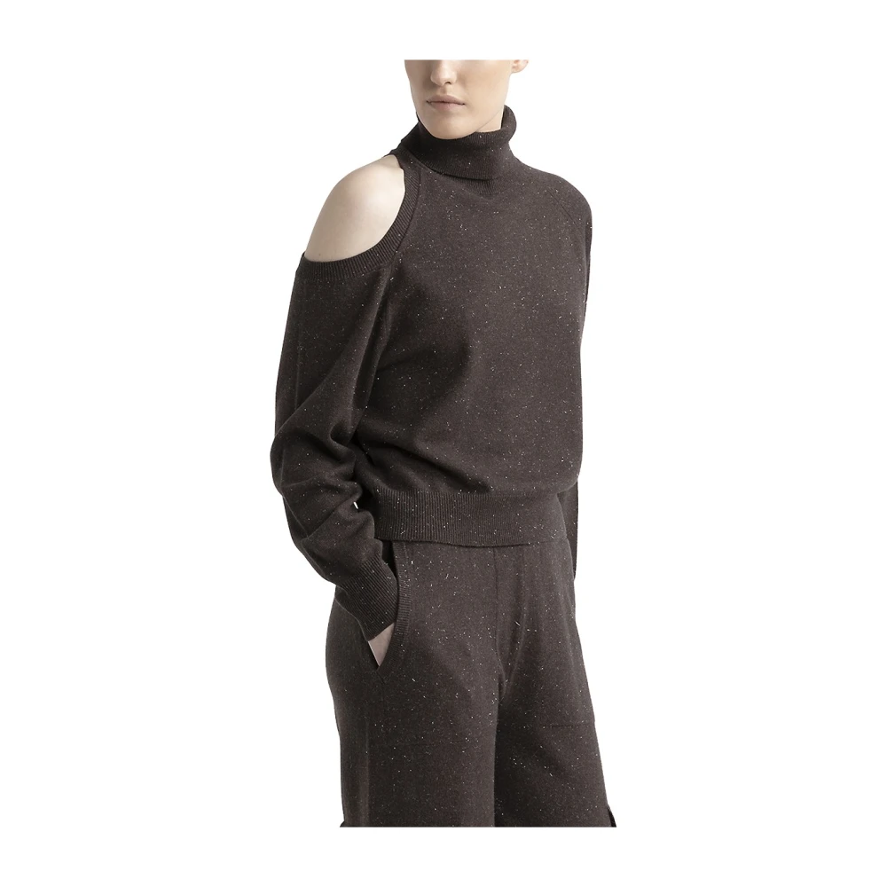 PESERICO Wol kasjmier en lurex vest Brown Dames