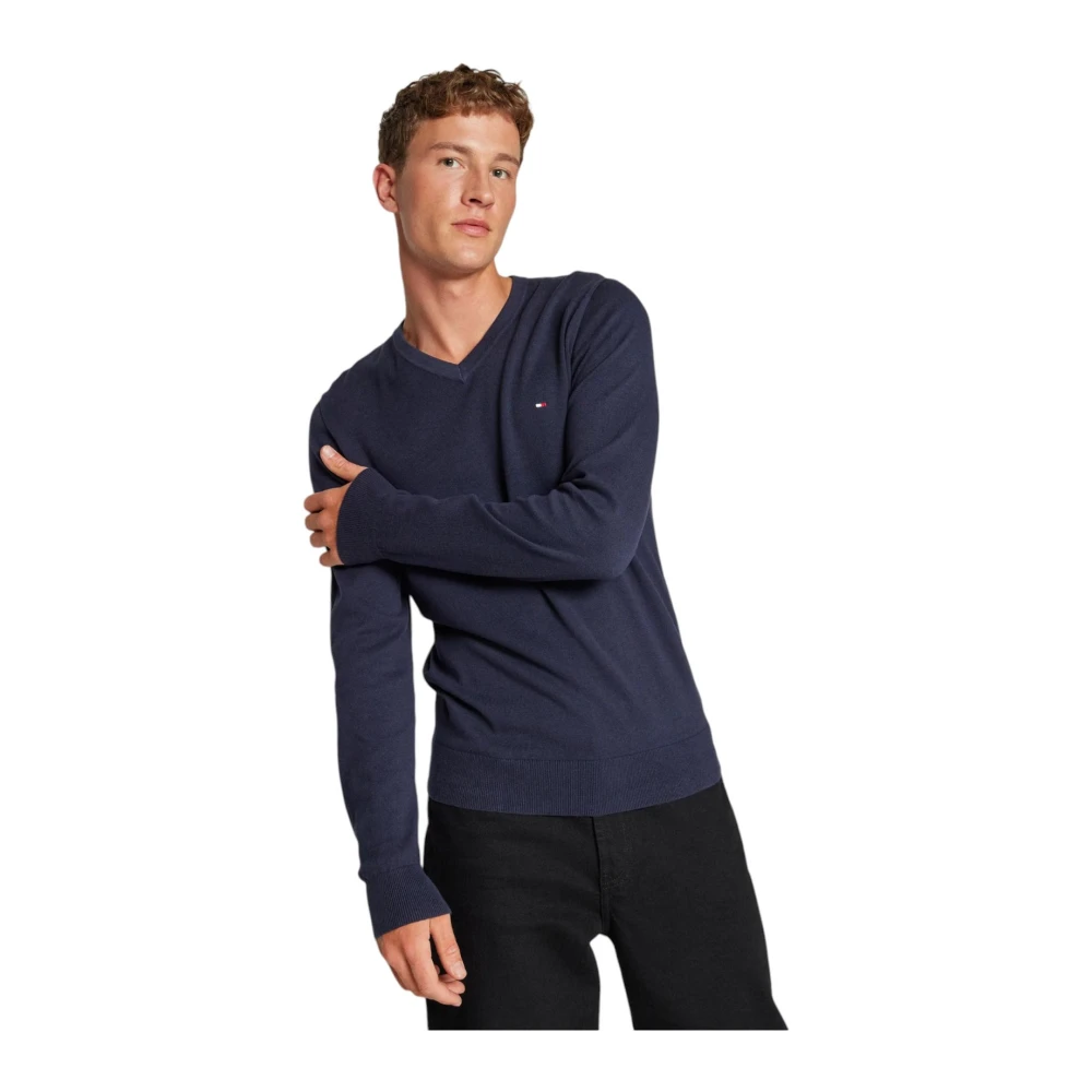 Tommy Hilfiger V-hals Trui Blue Heren
