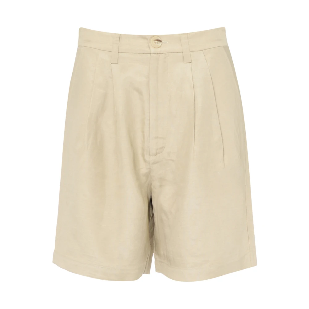 Anine Bing Korte Havermeel Linnen Blend Shorts Brown Dames