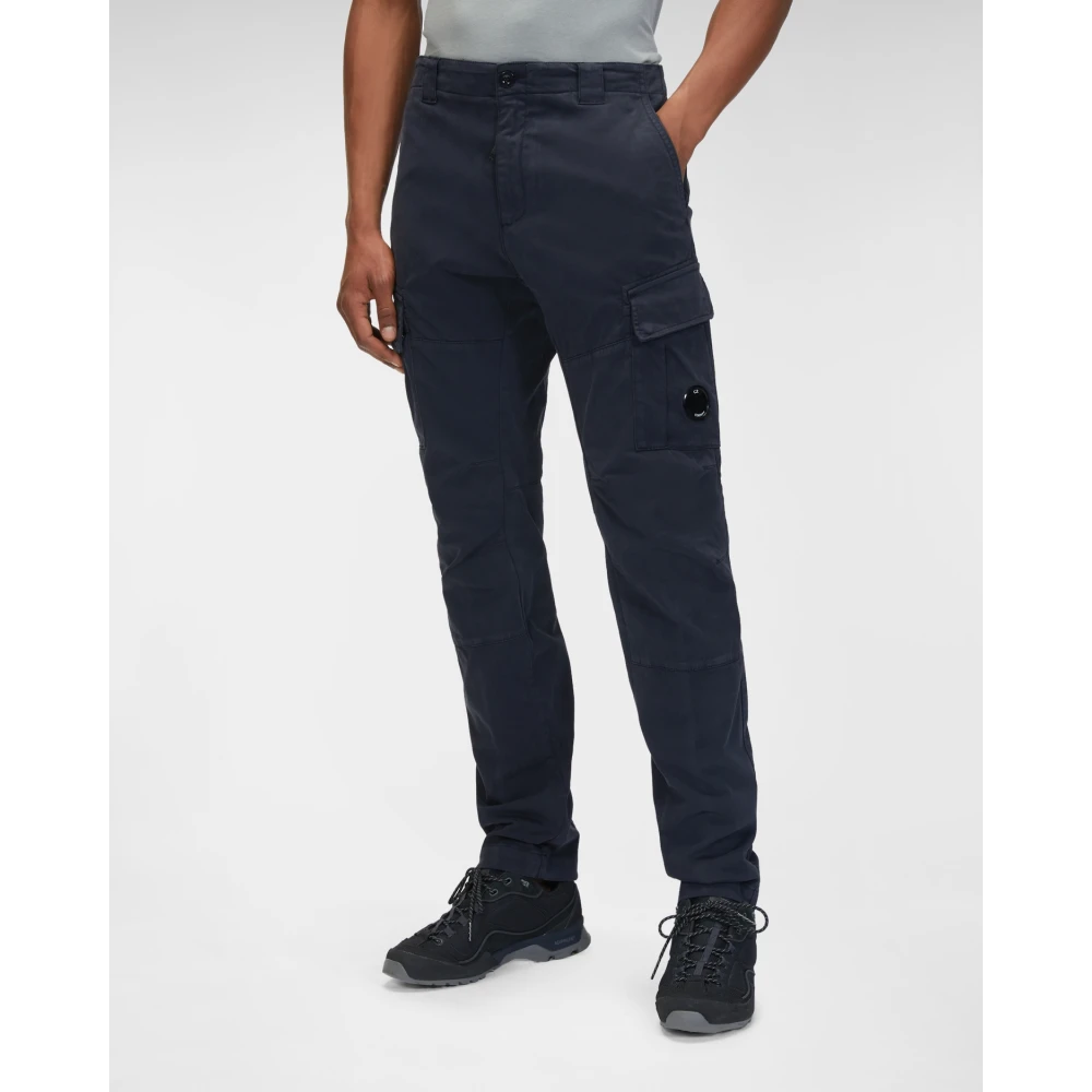 C.P. Company Stretch Sateen Cargo Broek met Lens Zak Blue Heren