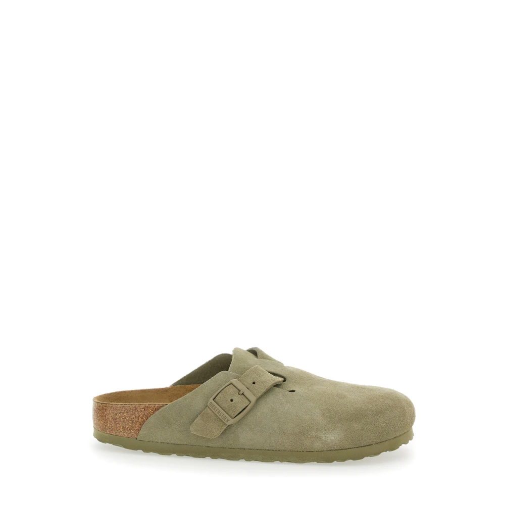 Birkenstock Gröna Lädermules med Framspänne Green, Dam