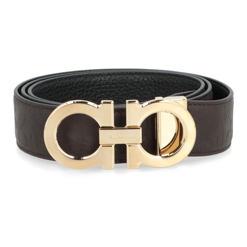 Ferragamo Men's Brown Belts, 115 Cm, Gancini Reversible Leather Belt