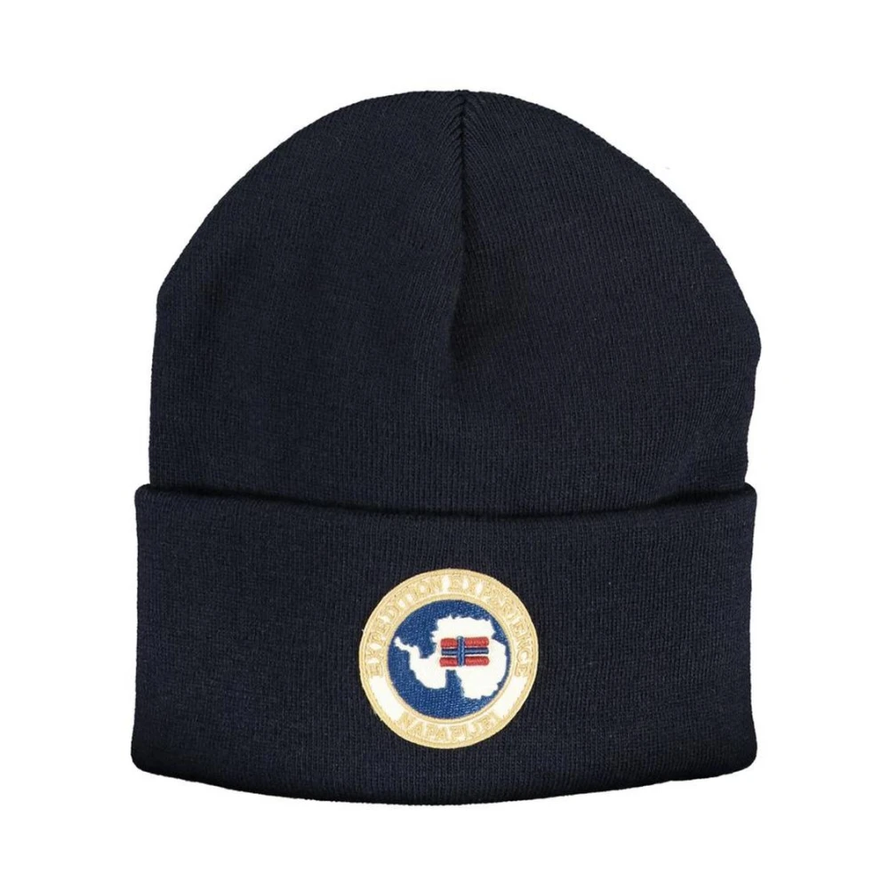 Napapijri Men's Blue Beanies, One Size, Acrylic Beanie Hat With Logo