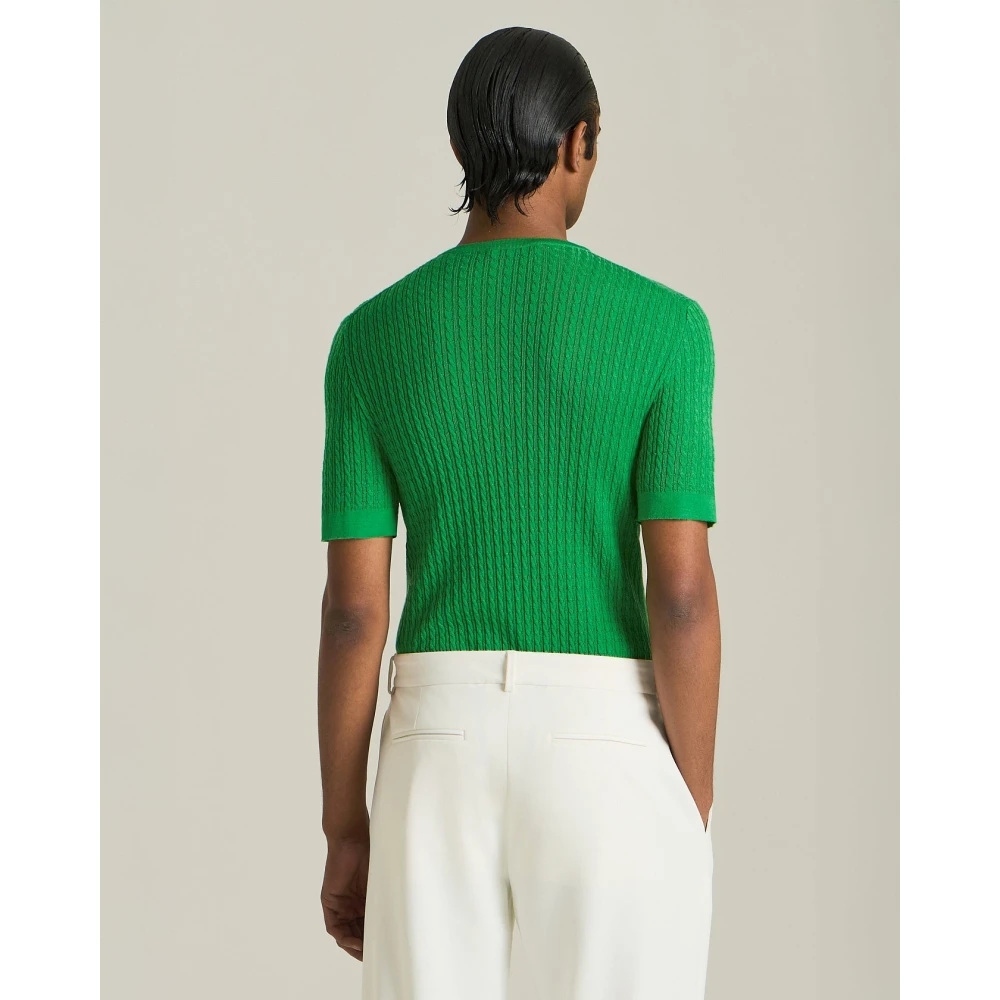 Kiton Luxe Wol Zijde Crew Neck Sweater Green Heren