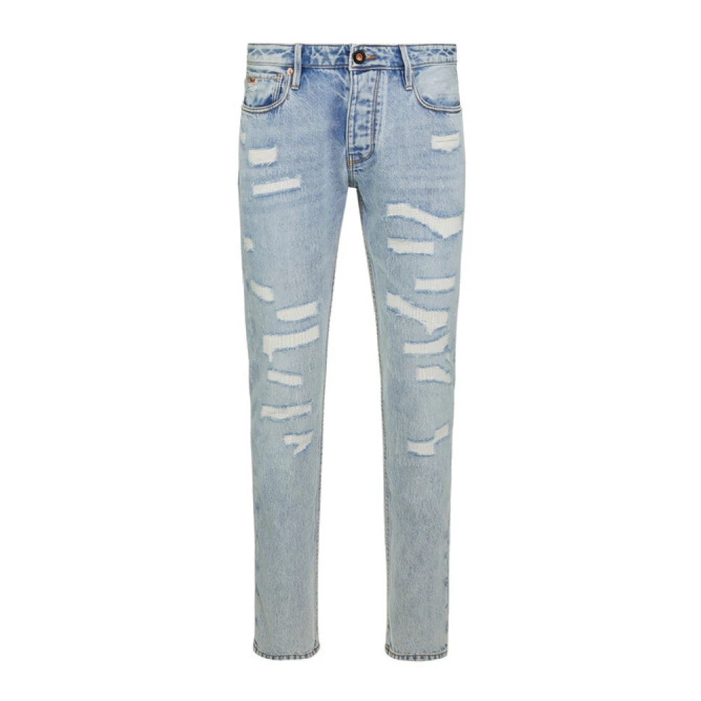 Emporio Armani Herr Slim-fit Blåa Denim Jeans Blue, Herr