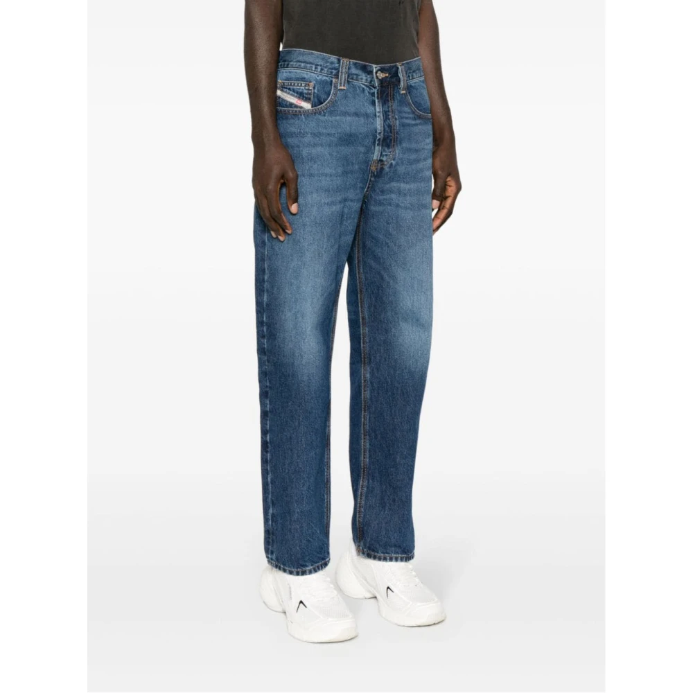 Diesel Denim Straight Jeans Klassiek Ontwerp Blue Heren