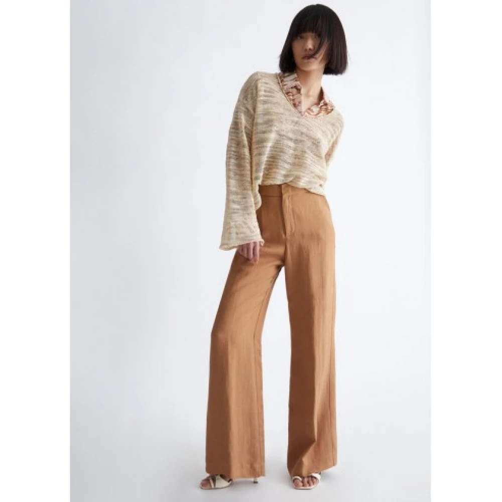 Liu Jo Palazzo Linnen Broek Brown Dames