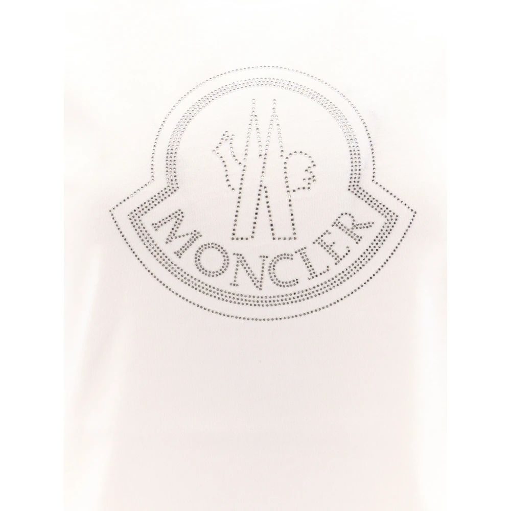 Moncler Katoenen T-shirt met Frontlogo White Dames