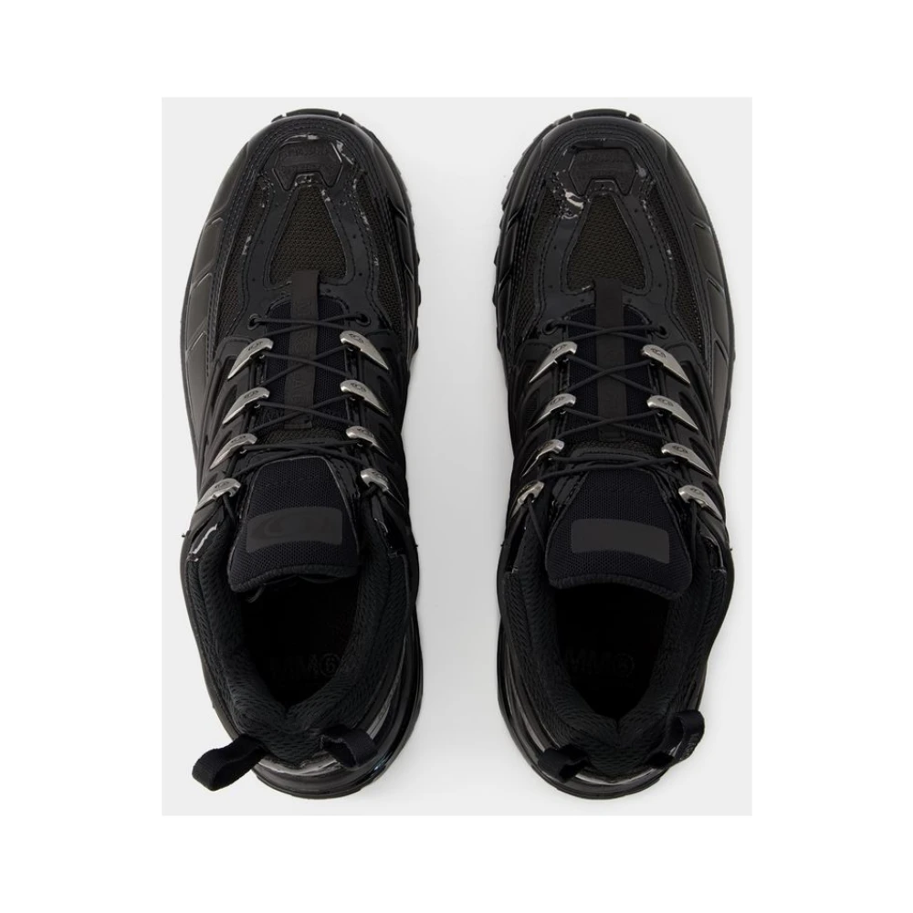 MM6 Maison Margiela Zwarte Polyester Sneakers met Rubberen Zool Black Heren