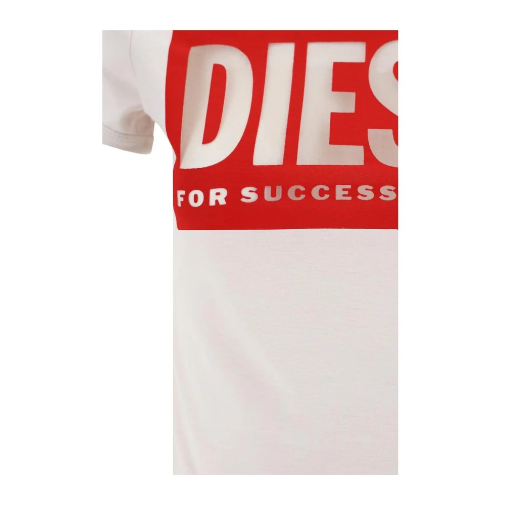 Diesel Monochrome Patroon Katoenen T-Shirt White Dames