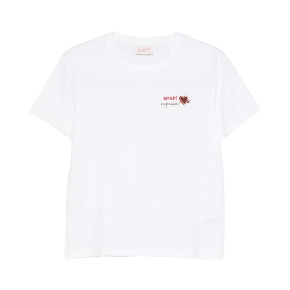 Mc2 Saint Barth White T-Shirts, Female, S, Round Neck Short Sleeves Straight Hem
