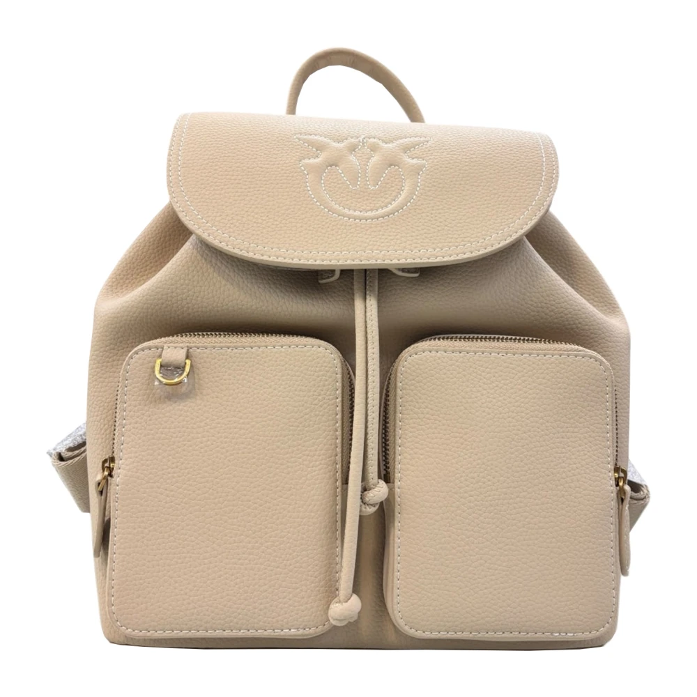 pinko Leren rugzak Beige Dames