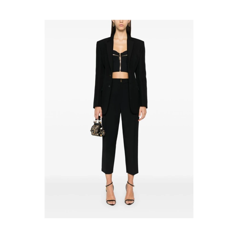 Elisabetta Franchi Zwarte Crepe Geknipte Taps Toelopende Broek Black Dames