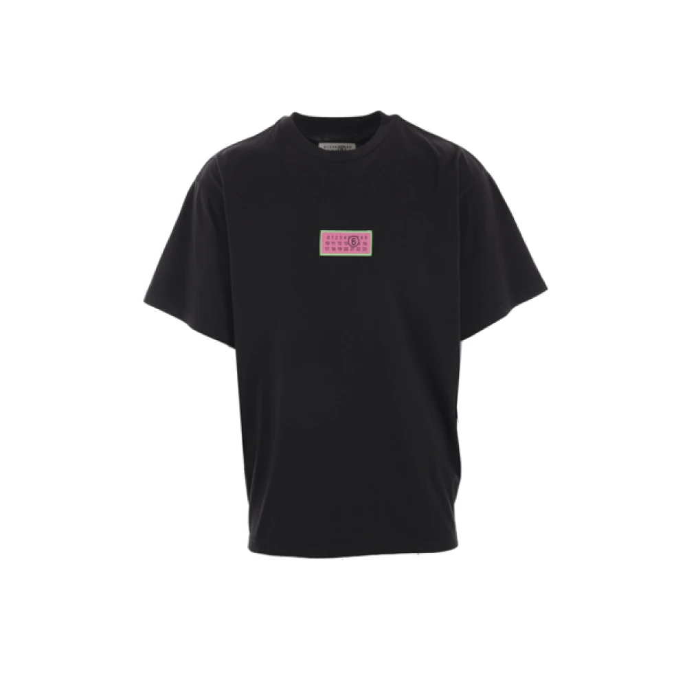 MM6 Maison Margiela Zwarte Katoenen Jersey Logo T-shirt Black Heren