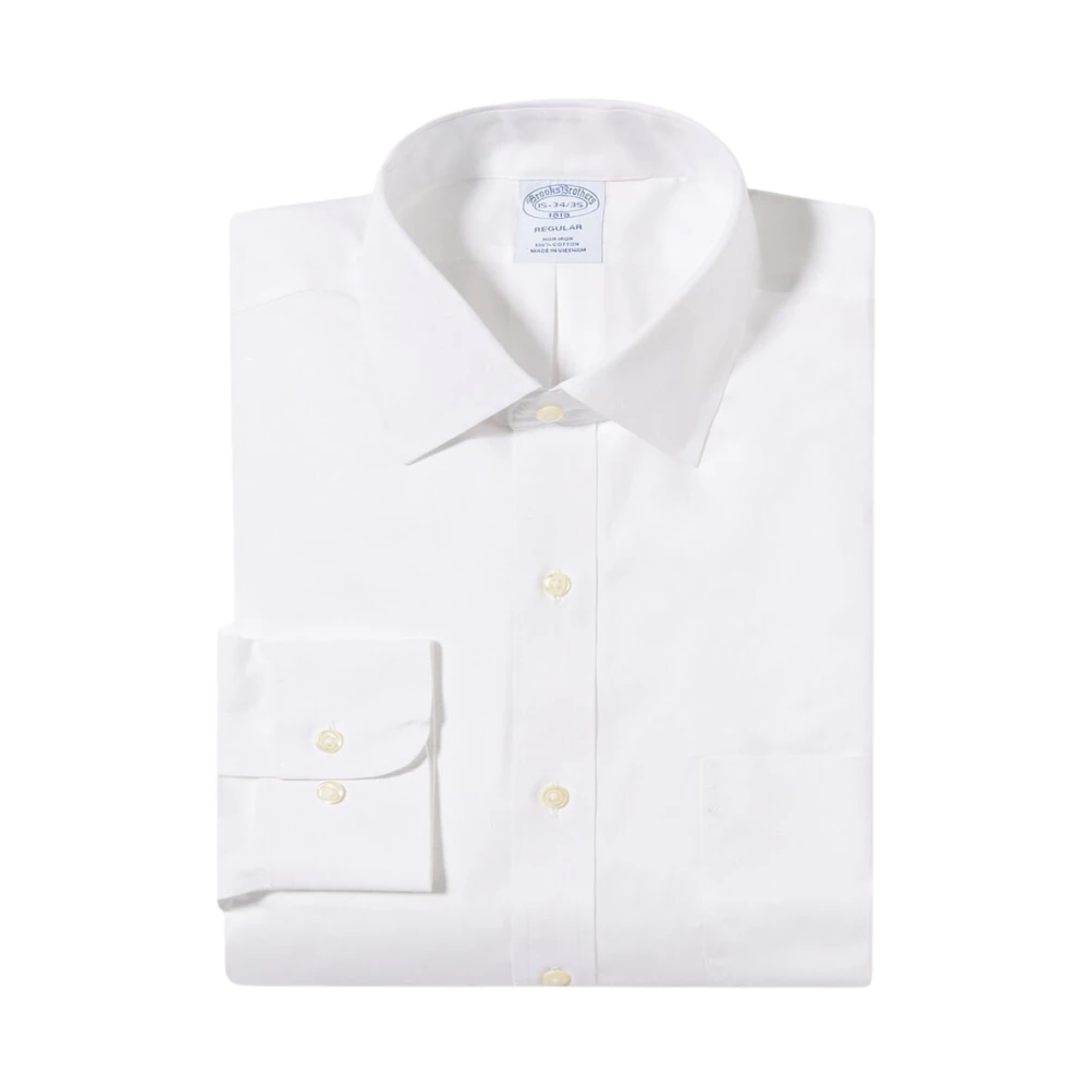 Brooks Brothers Men's White Formal Shirts, Xl, Regular Fit Non-Iron Oxford Shirt With Ainsley Collar