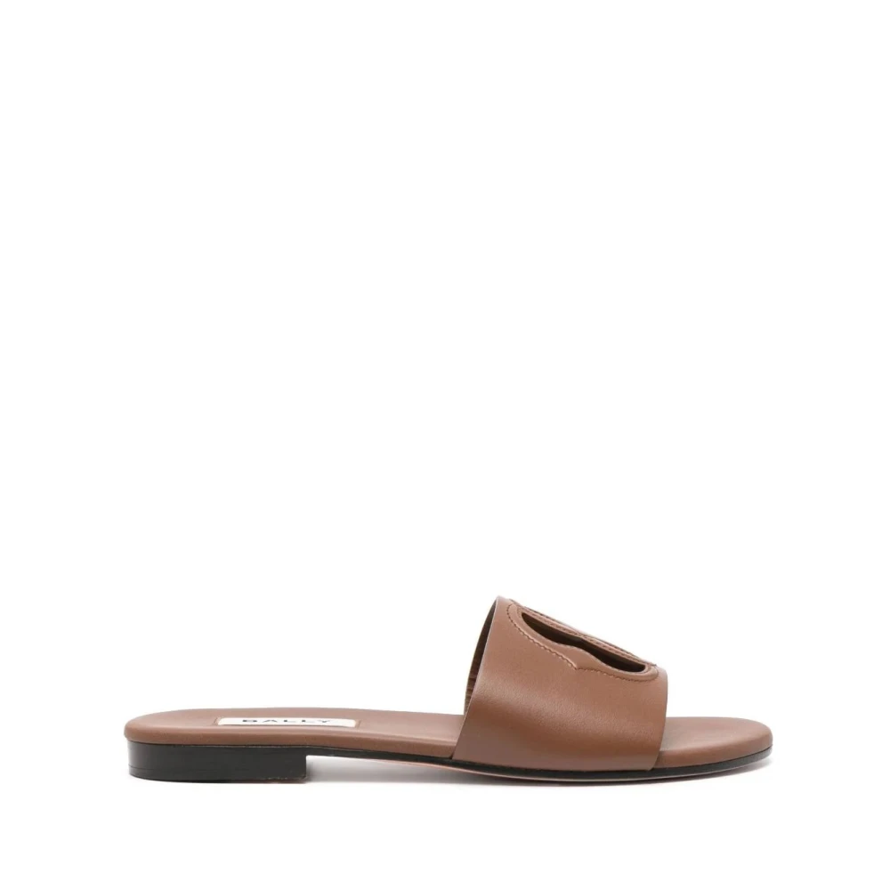 Bally Embleem Leren Slides Brown Dames