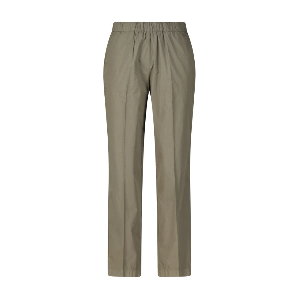 Kiltie Katoenen Straight Leg Broek met Elastische Taille Green Dames