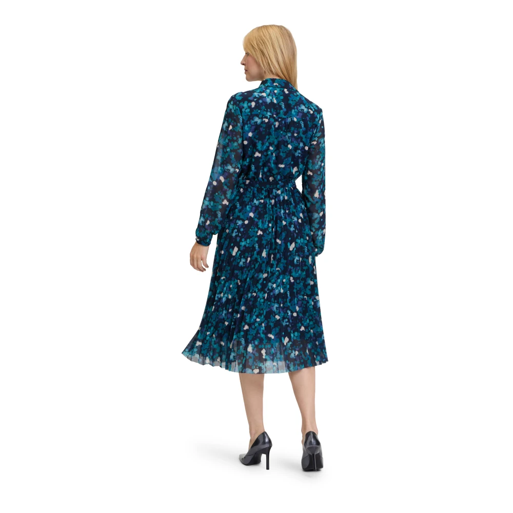 Betty & Co Geplooide Midi Jurk Blue Dames