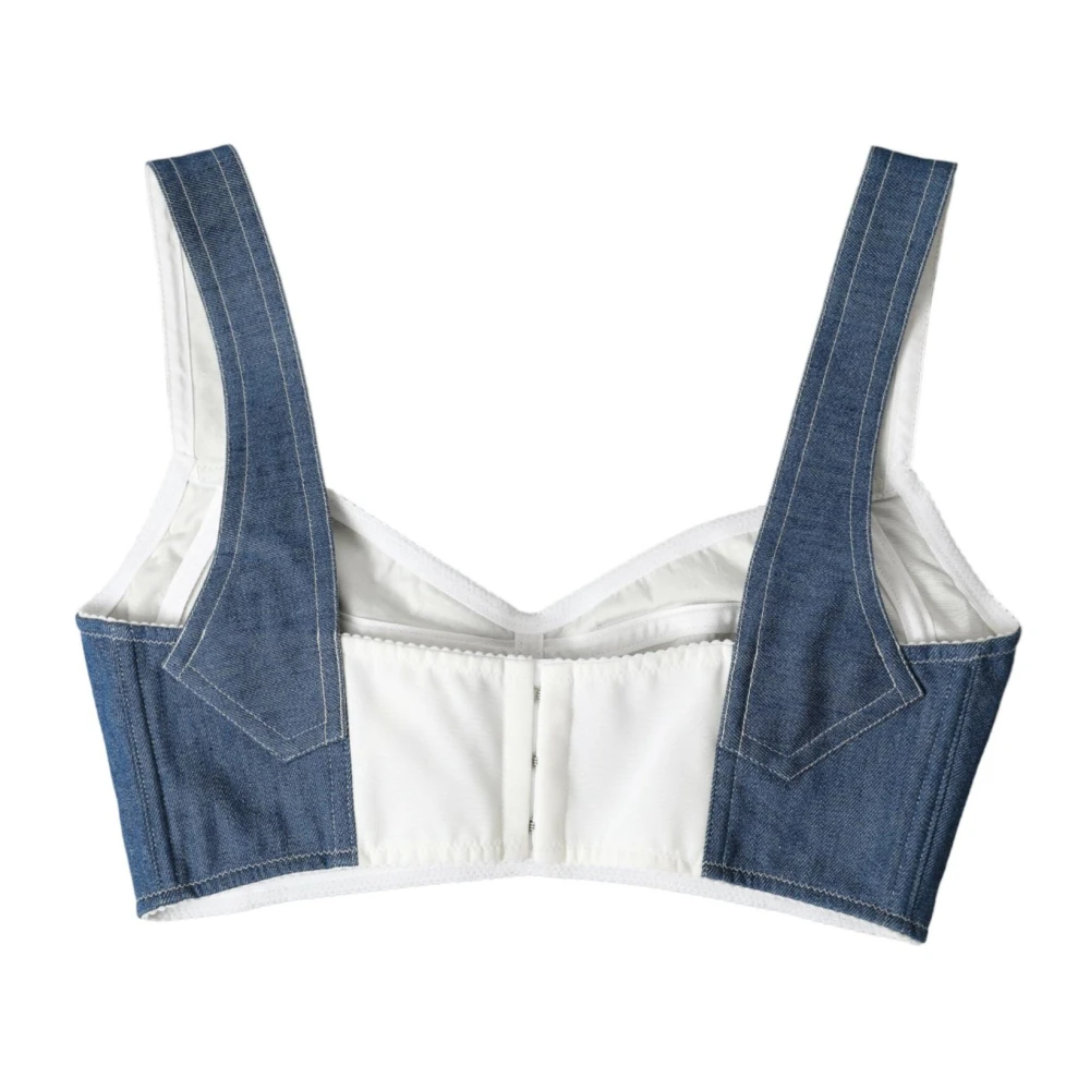 Dolce & Gabbana Blauwe Elegante Bustier Crop Top Blue Dames