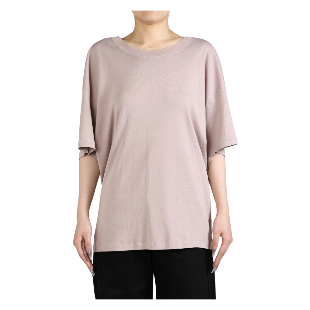 Lemaire Paars Ice Geribbeld T-Shirt Pink Dames