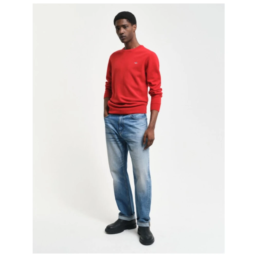 Gant Ultra-Fijne Wol Ronde Hals Trui Pink Heren