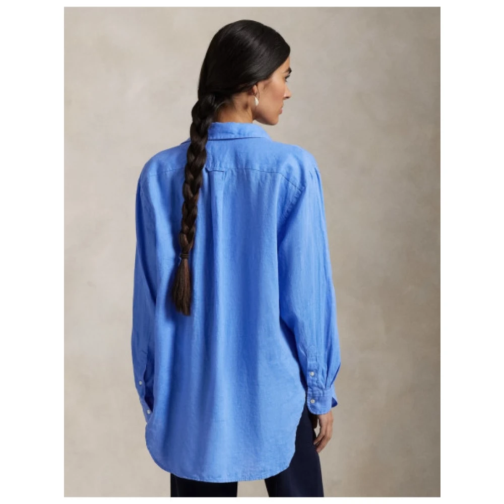 Polo Ralph Lauren Linnen overhemd met puntkraag Blue Dames