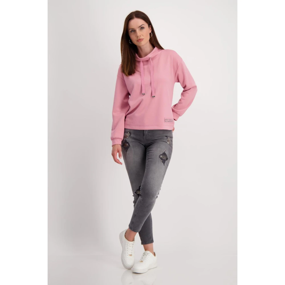 monari Stijlvolle Sweater met Hoge Kraag Pink Dames