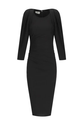 Svart Crêpe Jersey Draperad Klänning