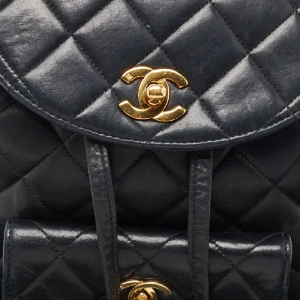 Chanel Vintage Pre-owned Leather backpacks Black Dames