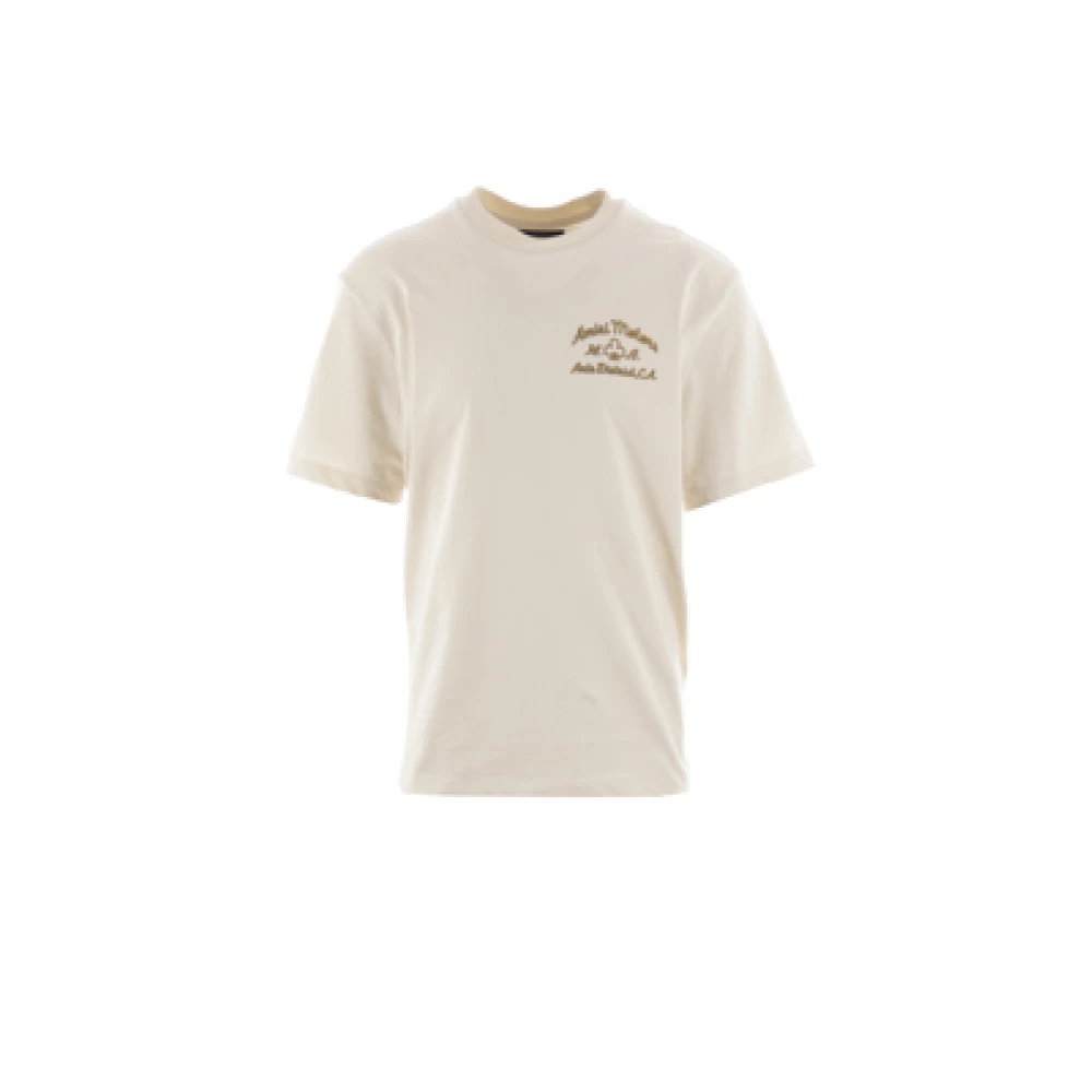 Amiri Albast Katoenen Jersey T-shirt met Motors Logo Beige Heren
