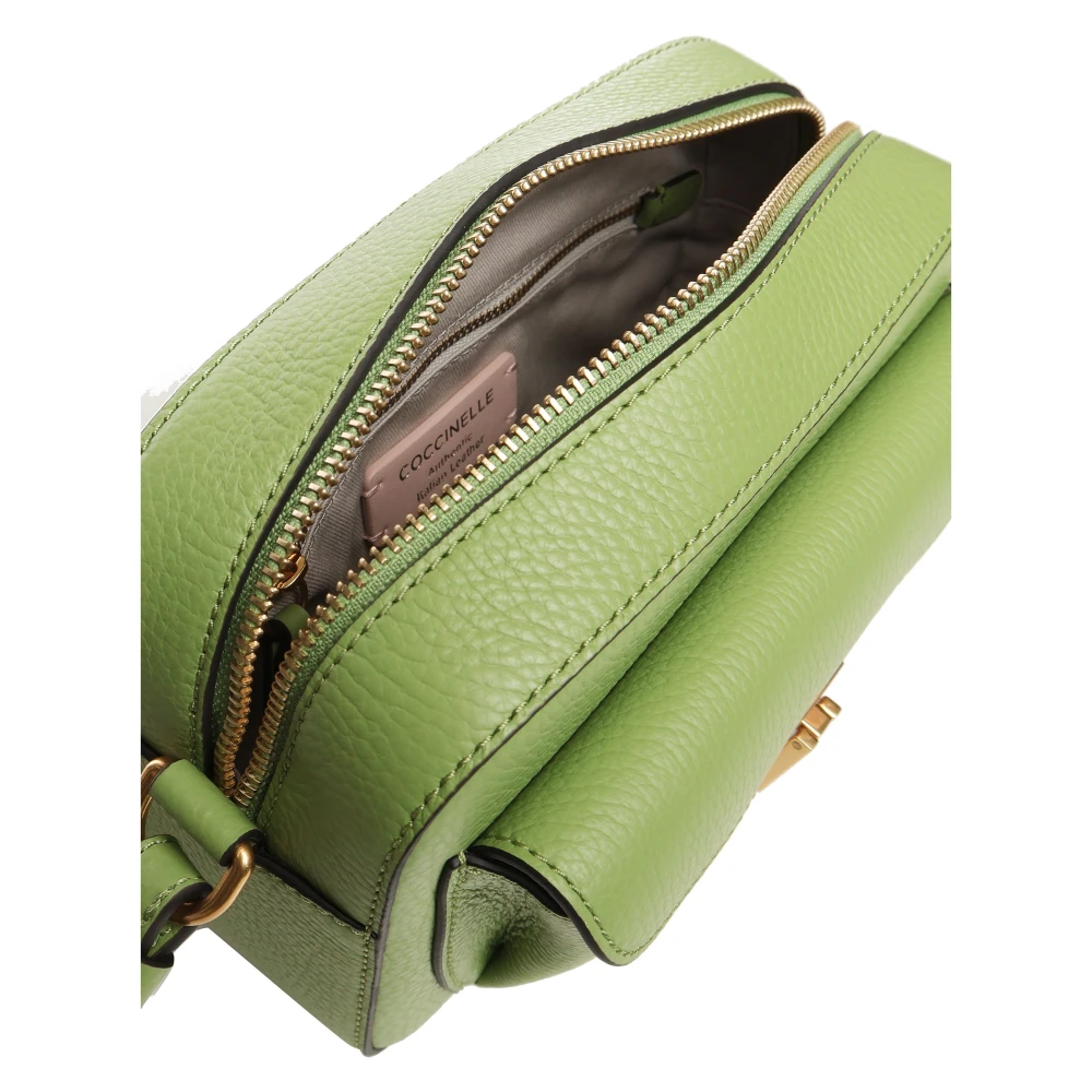 Coccinelle Leren tas met Plectrum sluiting Green Dames
