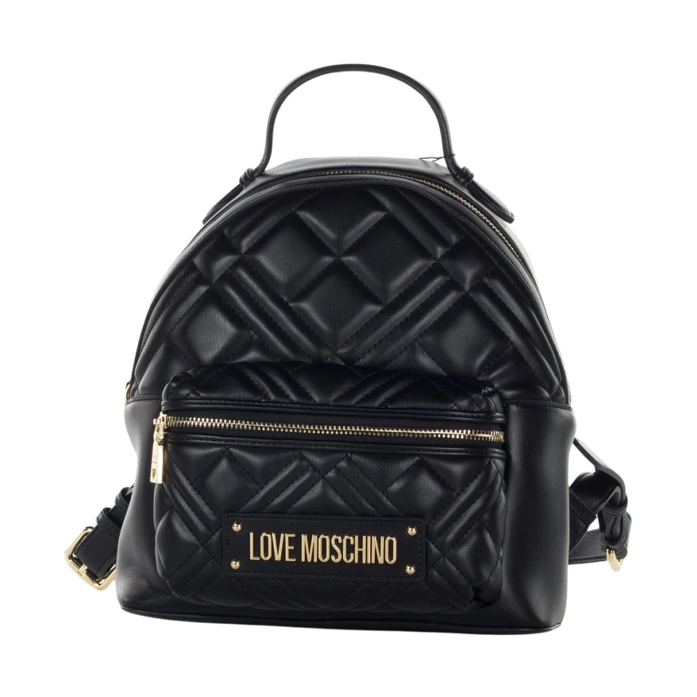 Love Moschino Vrouw Zwart Gewatteerde Logo Rugzak