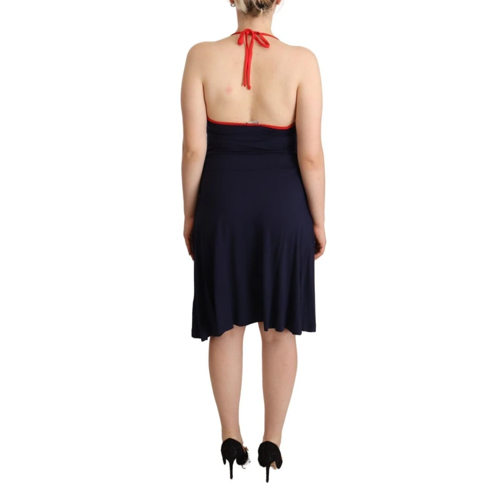 roccobarocco Navy Blue Halter Midi Jurk Blue Dames