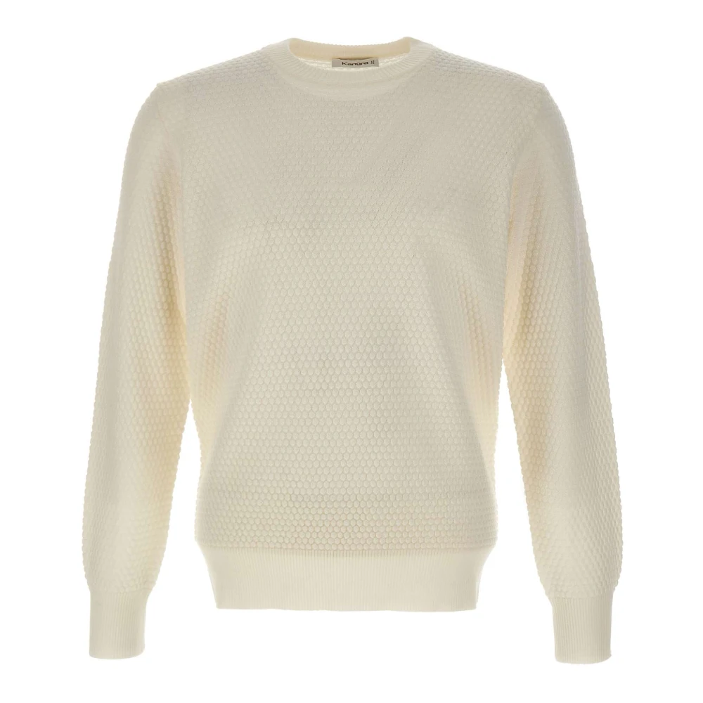 Kangra White Round-Neck Knitwear, Male, 4XL, Jumpers