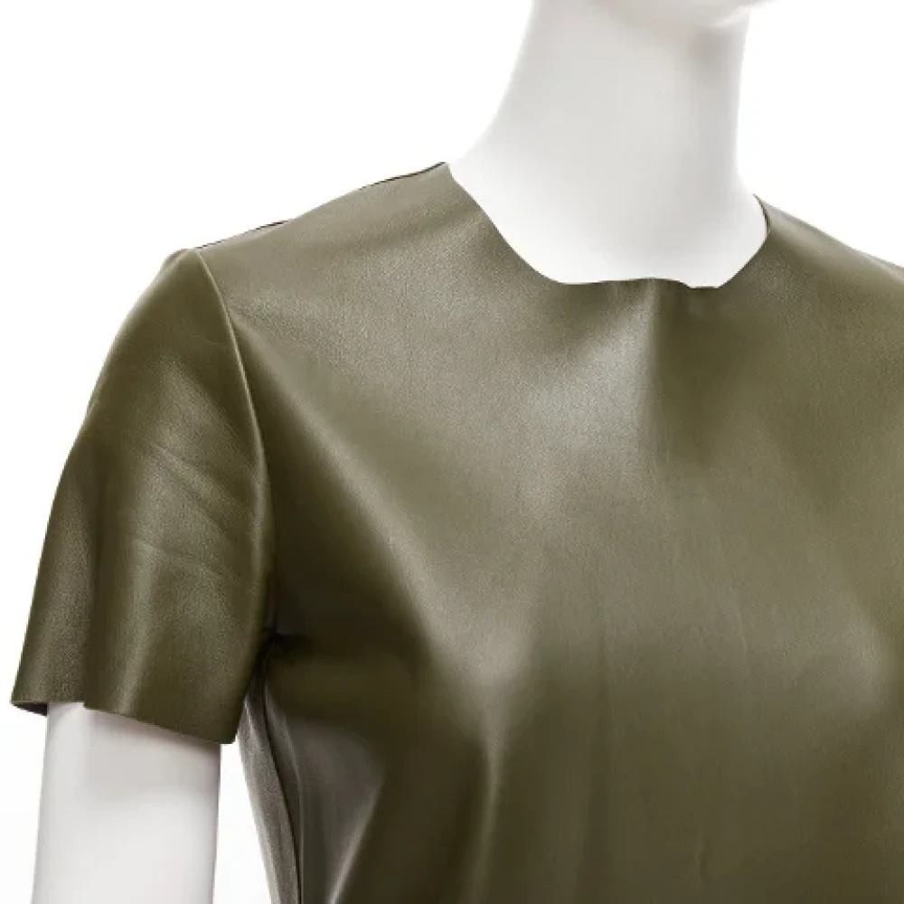 Celine Vintage Pre-owned Leather dresses Green Dames