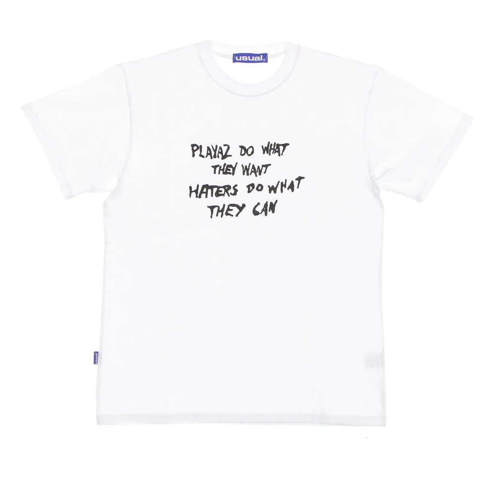 Usual Witte Heren Tee met Logo Print White Heren