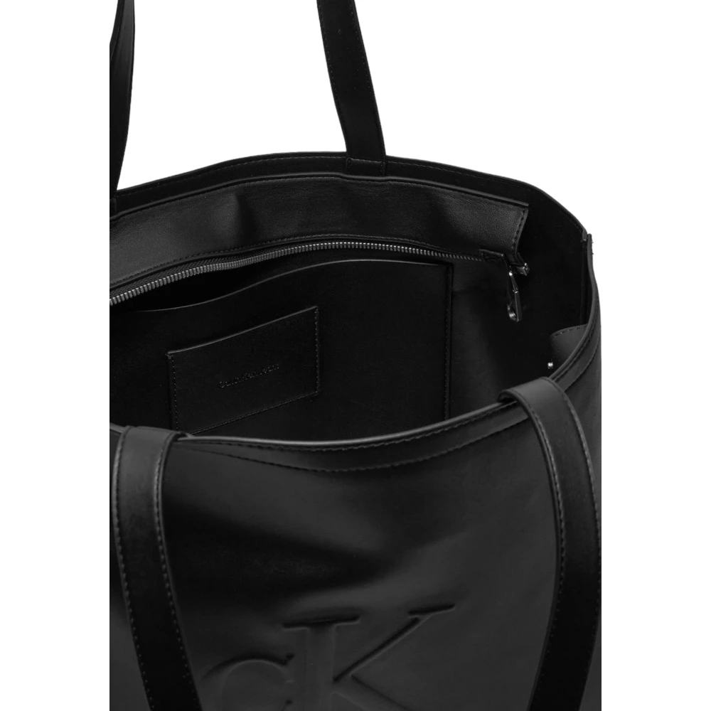 Calvin Klein Jeans Slanke Tote Deboss Collectie Herfst Winter Black Dames