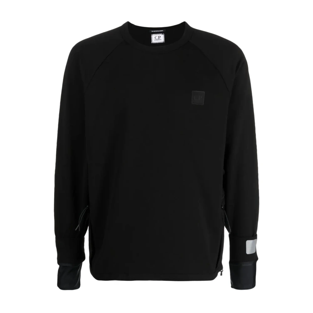 C.p. Company Svart Sweatshirt i Stretchbomull Black, Herr