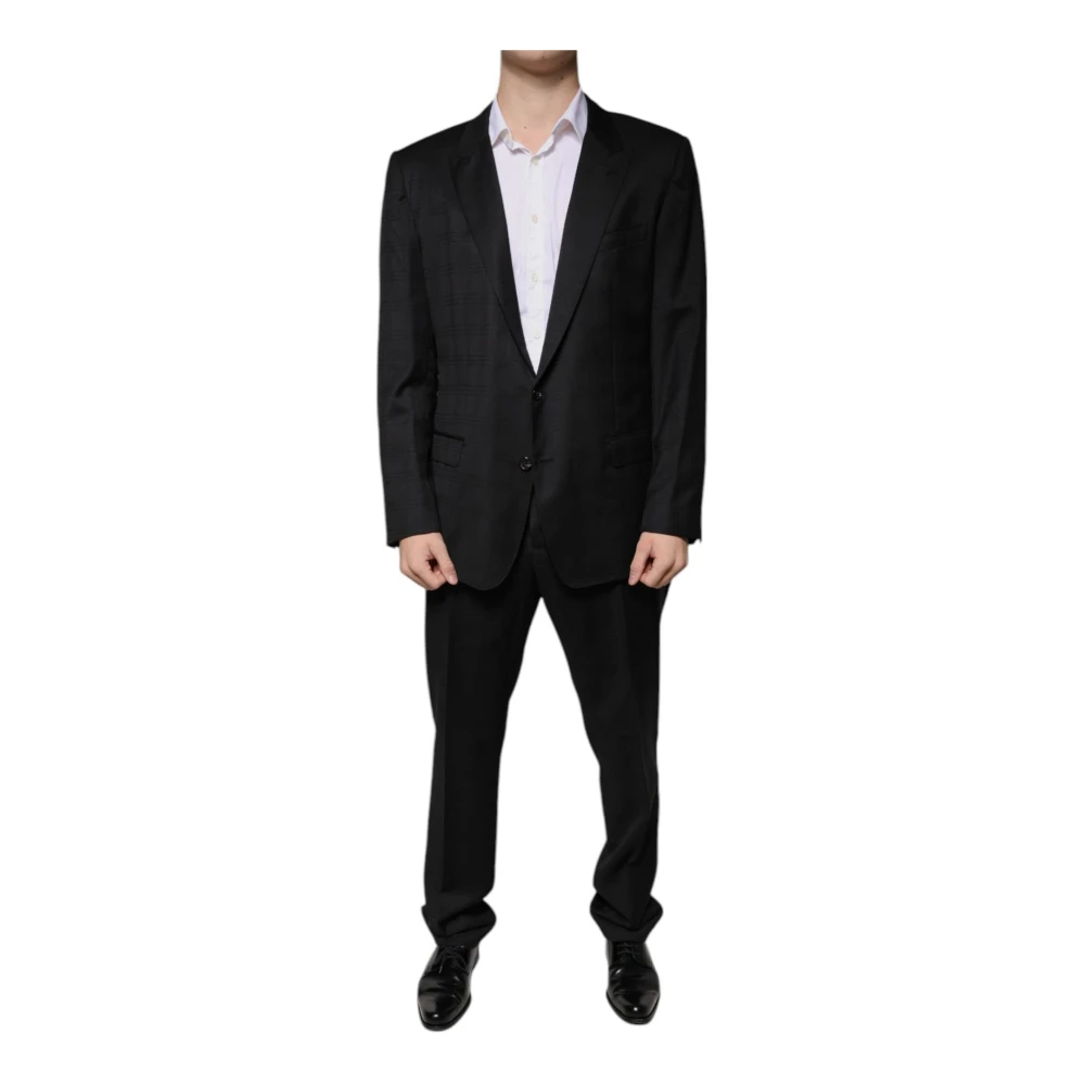 Dolce & Gabbana Svart Ull Slim Fit Kostym Black, Herr