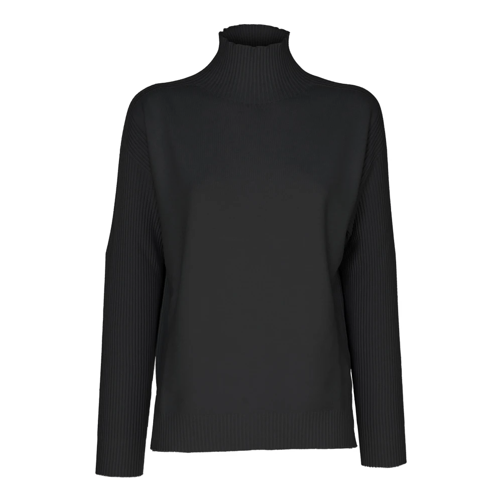 Vicario Cinque Ribbed Sleeve Crater Neck Sweater Black Dames