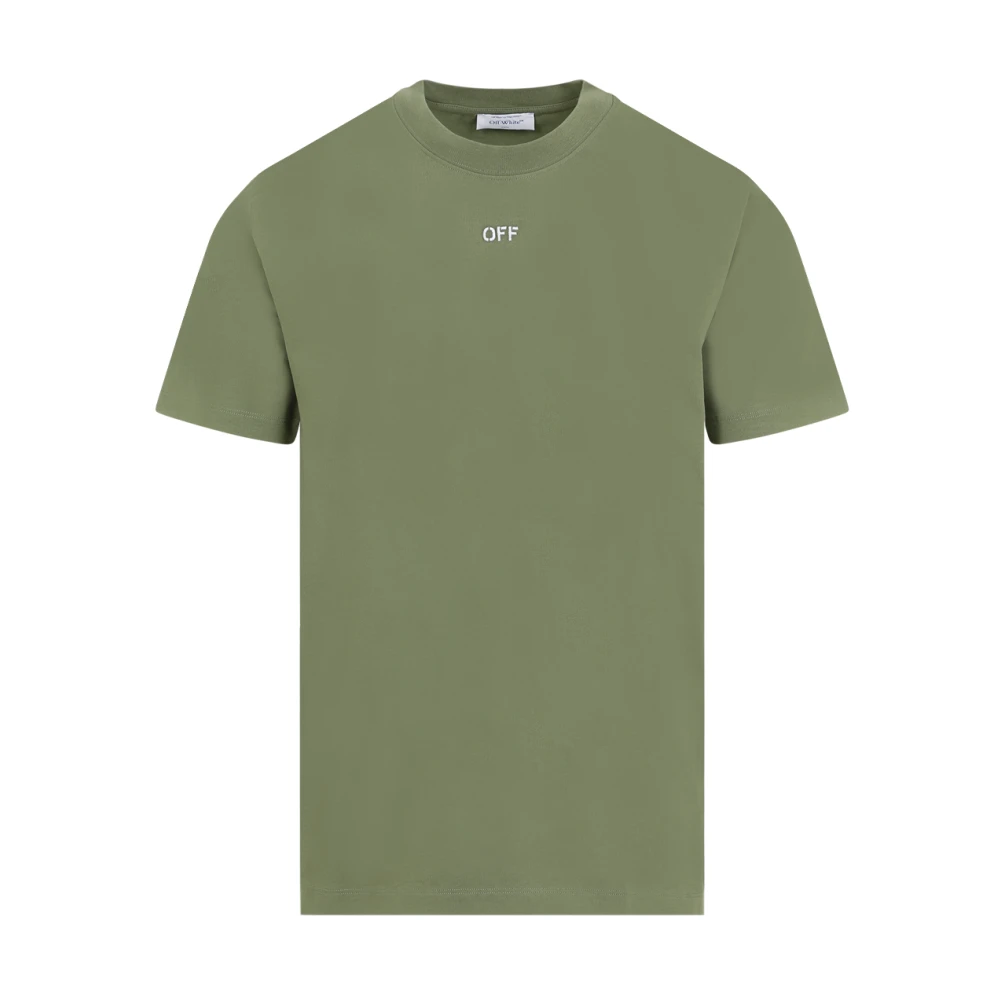 Off White Grön Bomull T-shirt med Ikonisk Pil Green, Herr