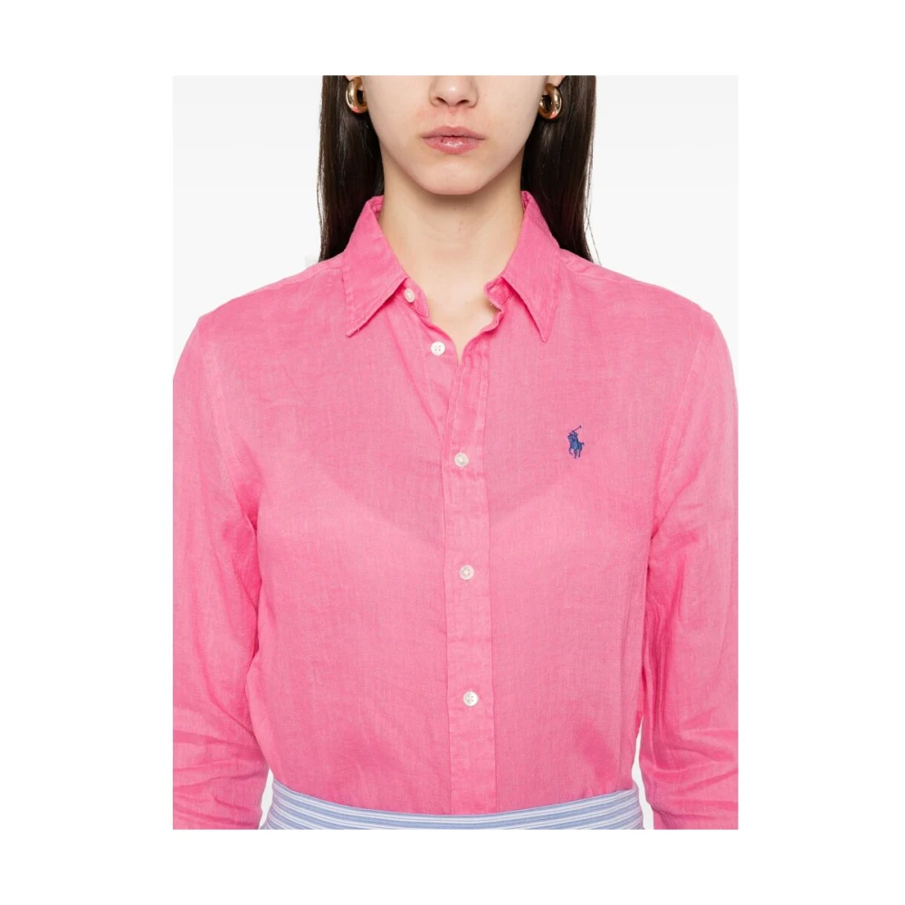 Ralph Lauren Klassiek overhemd met kraag Pink Dames