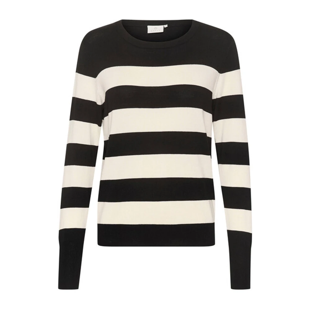 Kaffe Gestreepte Gebreide Trui Zwart Tortelduif Streep Black Dames
