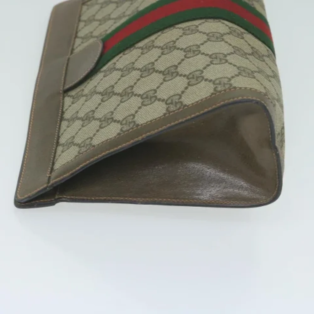 Gucci Vintage Pre-owned Canvas clutches Beige Dames